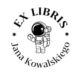 Kosmonauta z kompasem - wzór ex libris Exlibris wzór kosmonauta z kompasem