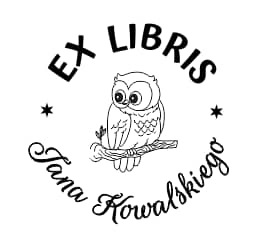 Sympatyczna sowa na gałęzi - wzór ex libris Exlibris wzór sympatyczna sowa na gałęzi