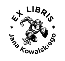 małpa - wzór ex libris Exlibris wzór małpa