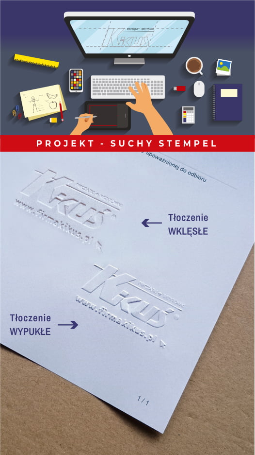 Tłoczenie suchego stempla na kartce